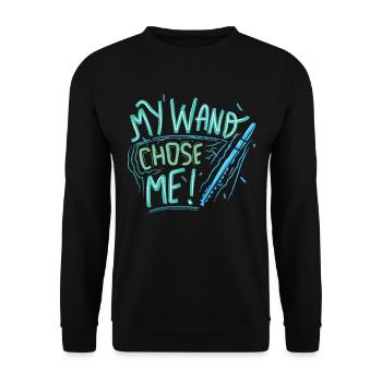 Flutist Flute Player Flautist My Wand Chose Me - Unisex Sweatshirt - black - Front - Alina (178cm) & Michal (187cm)
