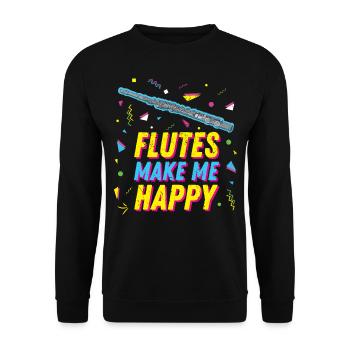 Flûtiste de flûte traversière rétro des années 90 me rend heureux - Sweat-shirt Unisexe - noir - Devant - Alina (178cm) & Michal (187cm)