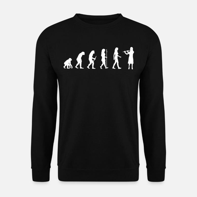 Flutist Gift Transverse Flute Player Evolution Man - Unisex Sweatshirt - black