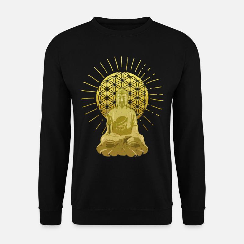 Buddha mit Blume des Lebens Geschenk - Unisex Pullover - Schwarz