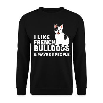 J'aime le cadeau pour animaux de compagnie Frenchie Dog Bulldog Frenchie Dog - Sweat-shirt Unisexe - noir - Devant - Alina (178cm) & Michal (187cm)