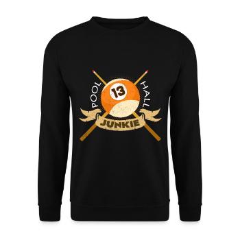 Pool Hall Junkie Funny Sayings Billiard Gift - Unisex Sweatshirt - black - Front - Alina (178cm) & Michal (187cm)