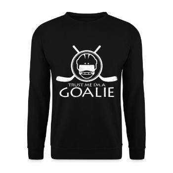 Cool Hockeytormann Lustige Sprüche Hockey Geschenk - Unisex Pullover - Schwarz - Vorne - Alina (178cm) & Michal (187cm)