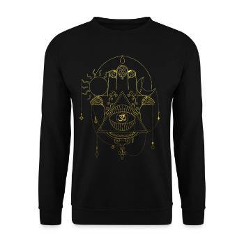 Hamsa Hand Yoga Gold Om Geschenk - Unisex Pullover - Schwarz - Vorne - Alina (178cm) & Michal (187cm)