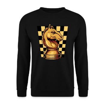 Pièce d'échecs Springer Chessboard - Sweat-shirt Unisexe - noir - Devant - Alina (178cm) & Michal (187cm)