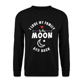 J'aime ma famille sur la lune et à l'arrière | cadeau - Sweat-shirt Unisexe - noir - Devant - Alina (178cm) & Michal (187cm)