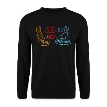Peace Love Half Marathon Marathoner Gift Idea - Unisex Sweatshirt - black - Front - Alina (178cm) & Michal (187cm)