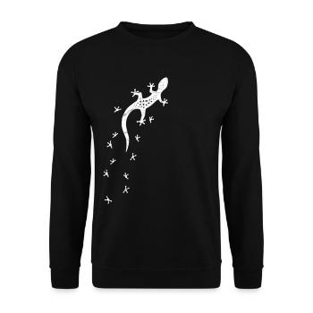 Salamandre rétro avec traces | Gecko d'escalade - Sweat-shirt Unisexe - noir - Devant - Alina (178cm) & Michal (187cm)