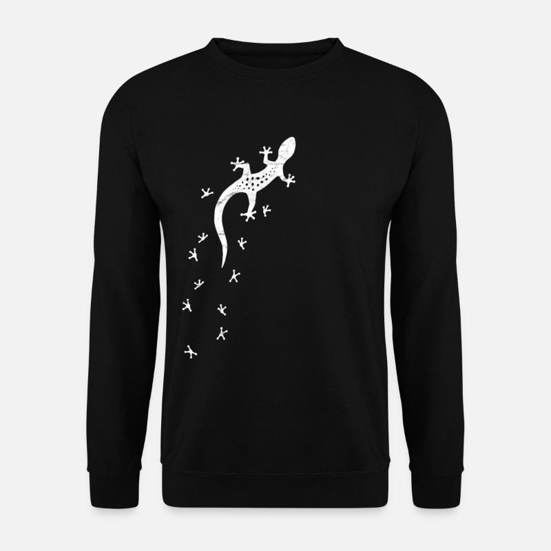 Retro Salamander mit Spuren | Kletternder Gecko - Unisex Pullover - Schwarz