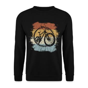 Retro MTB Vintage Fahrrad Mountainbiking Geschenk - Unisex Pullover - Schwarz - Vorne - Alina (178cm) & Michal (187cm)
