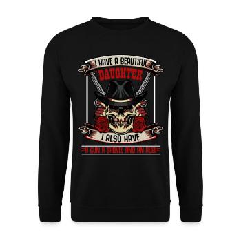 Stolzer Vater und Tochter Lustige Sprüche Geschenk - Unisex Pullover - Schwarz - Vorne - Alina (178cm) & Michal (187cm)