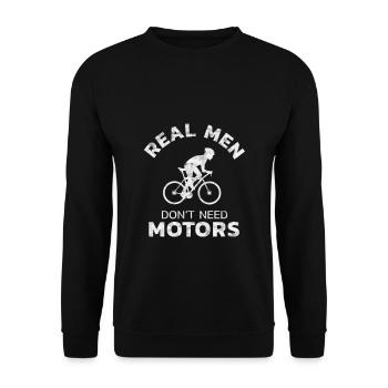 Real Men Don't need Motors - Unisex Pullover - Schwarz - Vorne - Alina (178cm) & Michal (187cm)