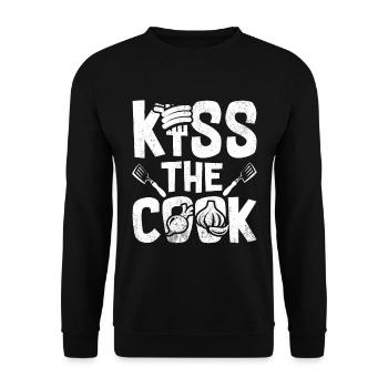 Baiser cuisine typographie Drôles Proverbes cadeau - Sweat-shirt Unisexe - noir - Devant - Alina (178cm) & Michal (187cm)