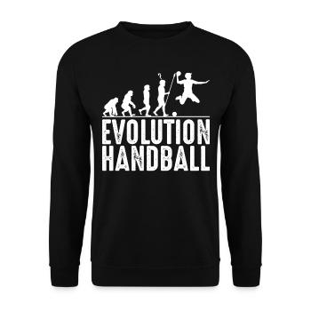 Handball Evolution Handballer Silhouette Geschenk - Unisex Pullover - Schwarz - Vorne - Alina (178cm) & Michal (187cm)