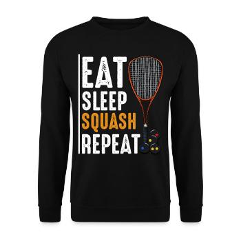 Eat Sleep Squash Repeat Lustige Sprüche Geschenk - Unisex Pullover - Schwarz - Vorne - Alina (178cm) & Michal (187cm)