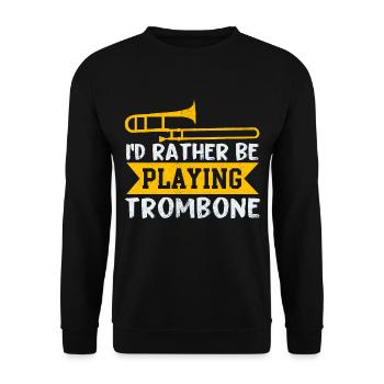 Cool Posaune Lustige Sprüche Posaunisten Geschenk - Unisex Pullover - Schwarz - Vorne - Alina (178cm) & Michal (187cm)