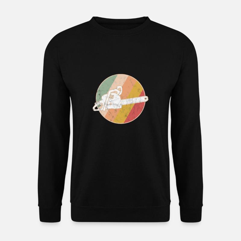 Baumfäller Motorsäge Kettensäge Retro - Unisex Pullover - Schwarz