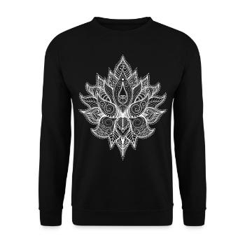 Indisch Buddhistisches Blume des Lebens Mandala - Unisex Pullover - Schwarz - Vorne - Alina (178cm) & Michal (187cm)