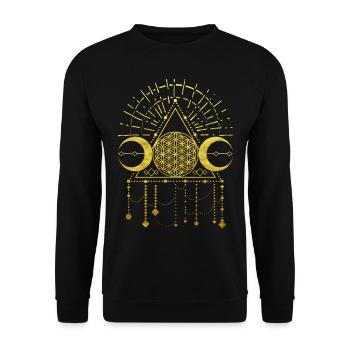 Flower of life shaman geometry icon gold - Unisex Sweatshirt - black - Front - Alina (178cm) & Michal (187cm)