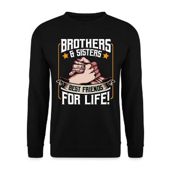 Bruder Und Schwester Beste Freunde Spruch Geschenk - Unisex Pullover - Schwarz - Vorne - Alina (178cm) & Michal (187cm)