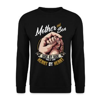 Mutter Sohn Statement Sprüche Familie Geschenk - Unisex Pullover - Schwarz - Vorne - Alina (178cm) & Michal (187cm)