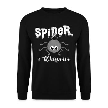 Spider Whisperer | Lustige Sprüche Spinne Geschenk - Unisex Pullover - Schwarz - Vorne - Alina (178cm) & Michal (187cm)