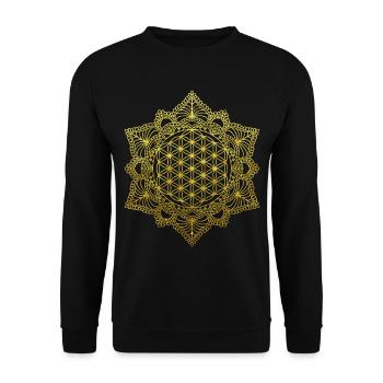 Fleur de vie Géométrie sacrée en or - Sweat-shirt Unisexe - noir - Devant - Alina (178cm) & Michal (187cm)