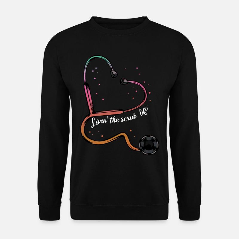 Cool Herz Stethoskop Krankenschwester Geschenk - Unisex Pullover - Schwarz