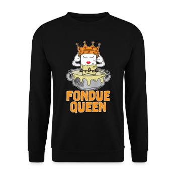 Fondue Queen Cheese Queen, Switzerland Food Gift - Unisex Sweatshirt - black - Front - Alina (178cm) & Michal (187cm)
