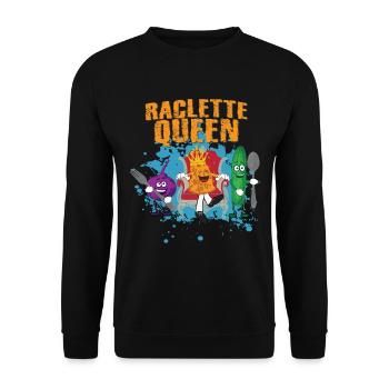 Cadeau Raclette Reine Fromage Reine Oignon Concombre - Sweat-shirt Unisexe - noir - Devant - Alina (178cm) & Michal (187cm)