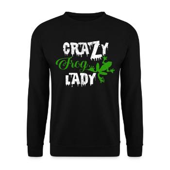 Crazy Frog Lady Cool Frösche Statement Geschenk - Unisex Pullover - Schwarz - Vorne - Alina (178cm) & Michal (187cm)