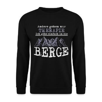 Therapie, ich gehe in die Berge - Unisex Pullover - Schwarz - Vorne - Alina (178cm) & Michal (187cm)