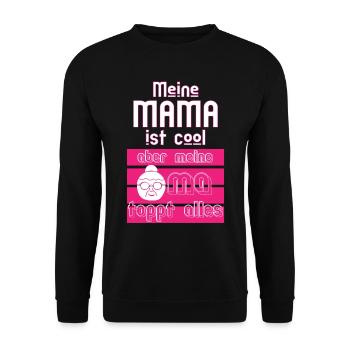 Coole Mama, Oma toppt alles - Unisex Pullover - Schwarz - Vorne - Alina (178cm) & Michal (187cm)