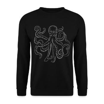 Drawn Octopus Illustration Kraken Squid Ward - Unisex Sweatshirt - black - Front - Alina (178cm) & Michal (187cm)