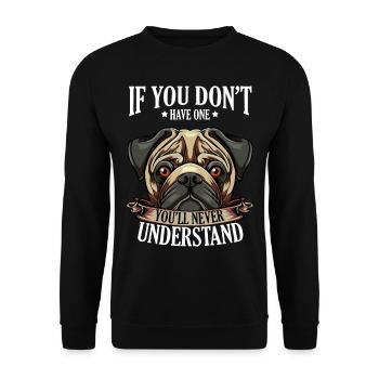 Mops - Unisex Pullover - Schwarz - Vorne - Alina (178cm) & Michal (187cm)