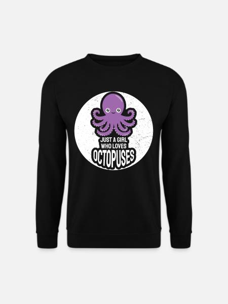 Nur ein Mädchen, das Octopuses Squid Ward Octopus liebt - Unisex Pullover - Schwarz
