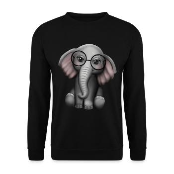 Éléphant mignon cadeau de lunettes de nerd - Sweat-shirt Unisexe - noir - Devant - Alina (178cm) & Michal (187cm)