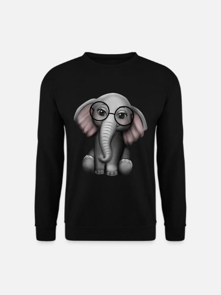 Cute Elephant Nerd Glasses Gift - Unisex Sweatshirt - black