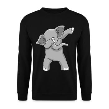 Elefantengeschenk betupfen Dab Dance Dancing - Unisex Pullover - Schwarz - Vorne - Alina (178cm) & Michal (187cm)