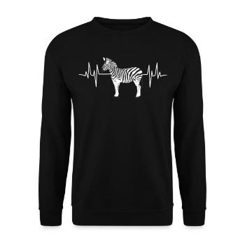 Herzschlag Zebras EKG Herzfrequenz Geschenk - Unisex Pullover - Schwarz - Vorne - Alina (178cm) & Michal (187cm)