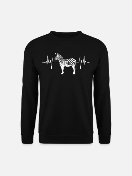 Herzschlag Zebras EKG Herzfrequenz Geschenk - Unisex Pullover - Schwarz