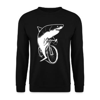 Radfahren Shark Fahrrad Radfahrer Geschenk - Unisex Pullover - Schwarz - Vorne - Alina (178cm) & Michal (187cm)