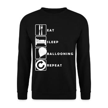 Essen Schlafen Heißluftballon fahren wiederholen - Unisex Pullover - Schwarz - Vorne - Alina (178cm) & Michal (187cm)