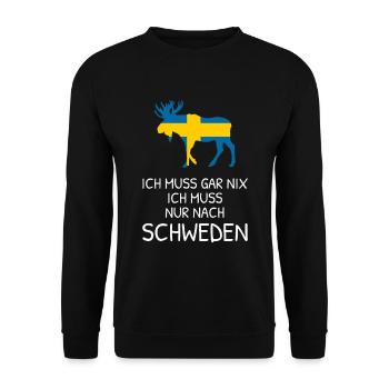 Ich Muss Gar Nix - Ich Muss Nur Nach Schweden - Unisex Pullover - Schwarz - Vorne - Alina (178cm) & Michal (187cm)