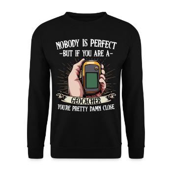 Geocaching - Unisex Pullover - Schwarz - Vorne - Alina (178cm) & Michal (187cm)