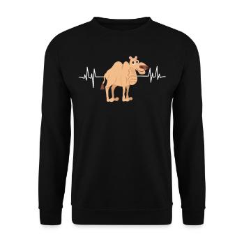 Heartbeat Camel Dromedary EKG - Unisex Sweatshirt - black - Front - Alina (178cm) & Michal (187cm)