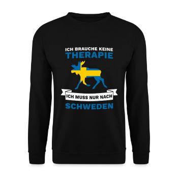 Ich brauche keine Therapie Ich muss nach Schweden - Unisex Pullover - Schwarz - Vorne - Alina (178cm) & Michal (187cm)