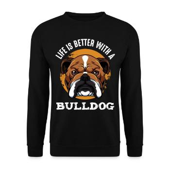 Bulldogge - Unisex Pullover - Schwarz - Vorne - Alina (178cm) & Michal (187cm)