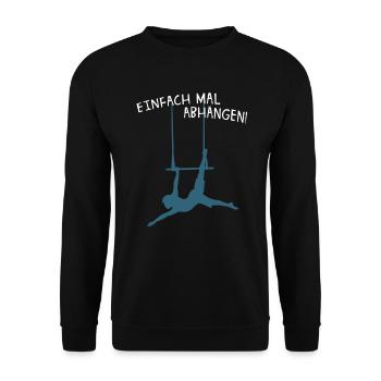 Einfach Abhängen Luft-Artistik Humor Trapez Engel - Unisex Pullover - Schwarz - Vorne - Alina (178cm) & Michal (187cm)