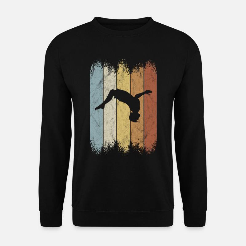 Retro Salto BackFlip Parkour Freerunner Silhouette - Unisex Pullover - Schwarz